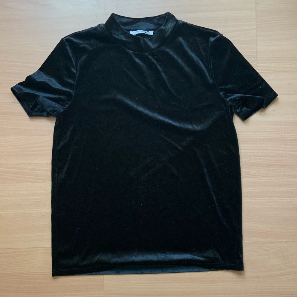Zara Trf Velvet Mock Neck Top